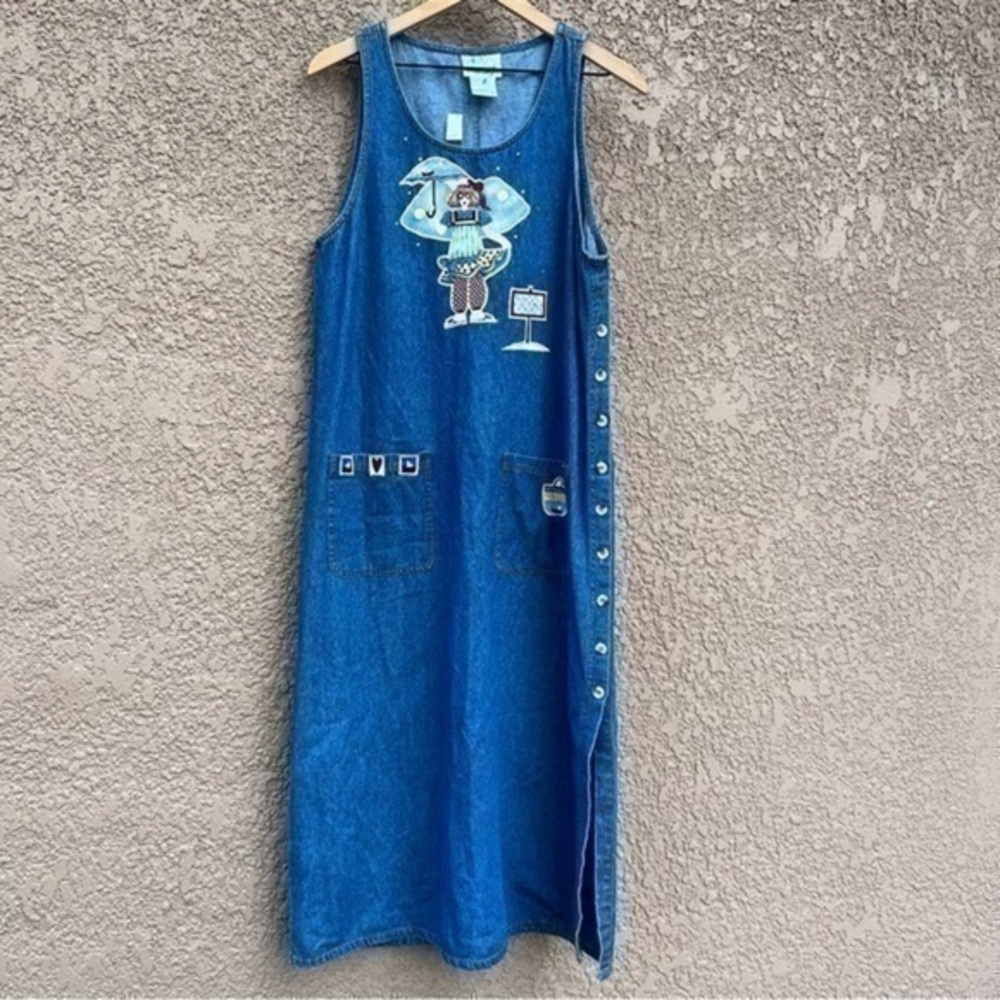 The Quacker Factory Vintage Dress Medium Summer Fun In The Sun Vacation Jean